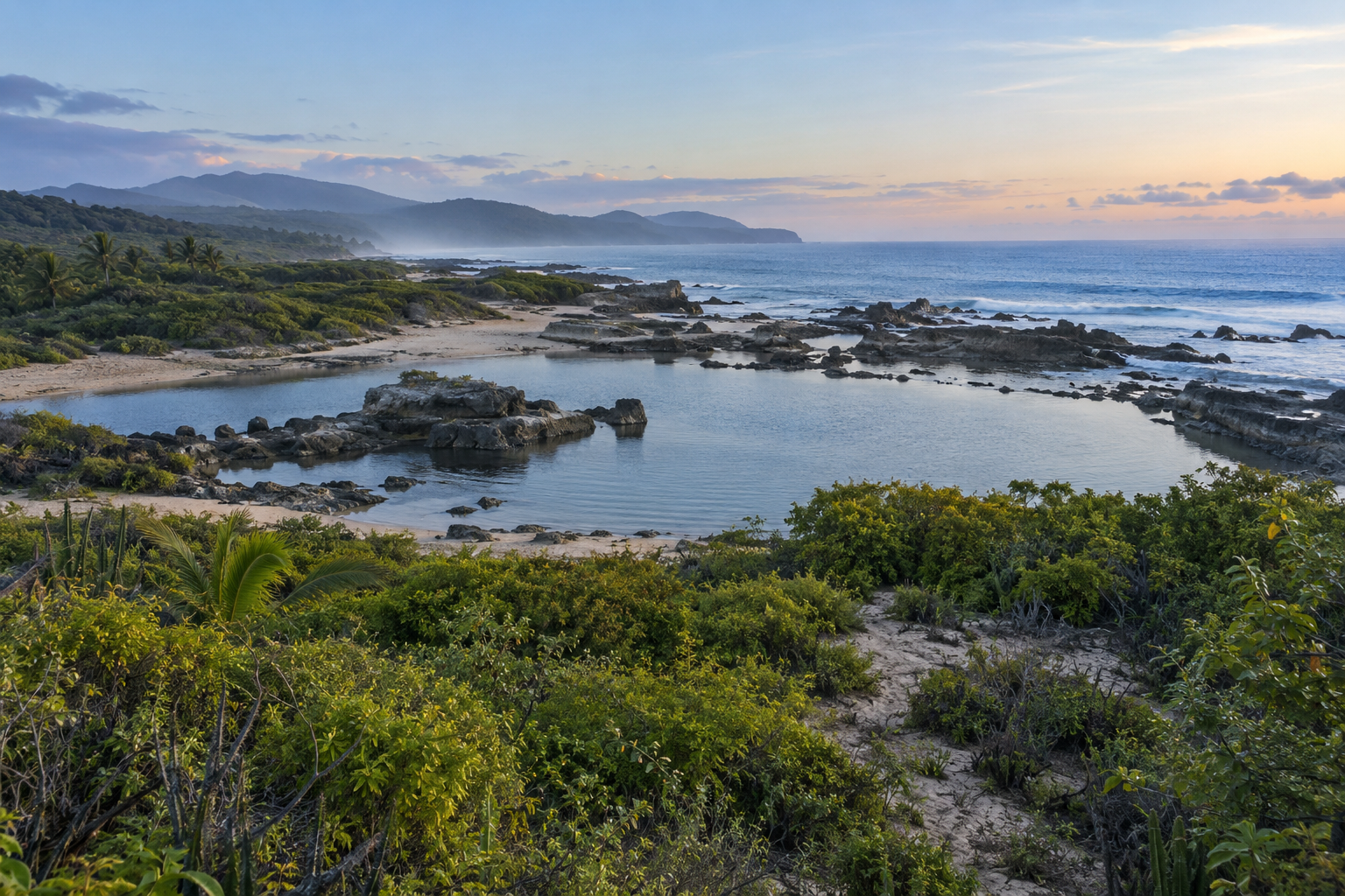 Pozas y costa natural de Agua Blanca